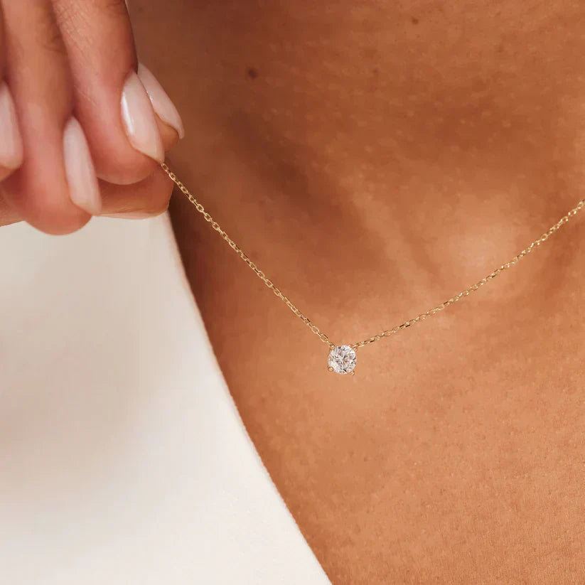 Clea™ | Gold Moissanite Stone Necklace