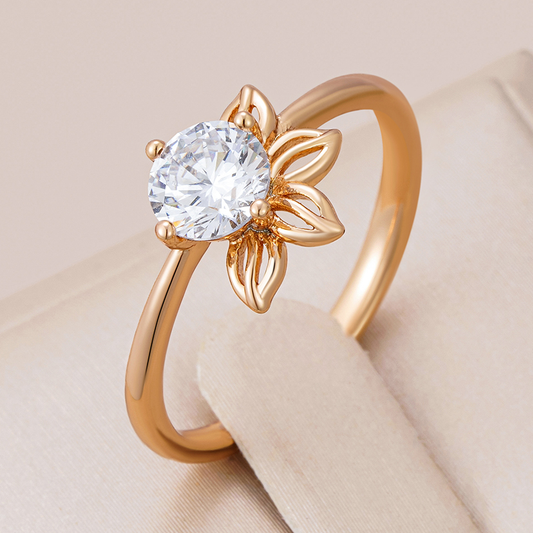 Elegant gold-plated zirconia ring