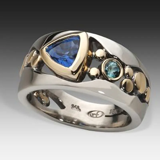 Vintage Blue Crystal Ring for Women