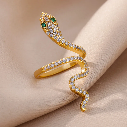 Green Zirconia Shiny Snake Ring