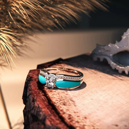 Turquoise Ring with Vintage Zirconia