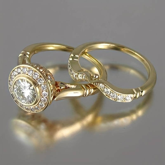 Vintage Golden Color Zirconia Ring Set