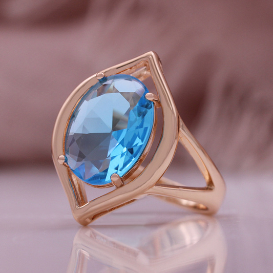 Vintage Ring with Blue Crystal in Rose Gold