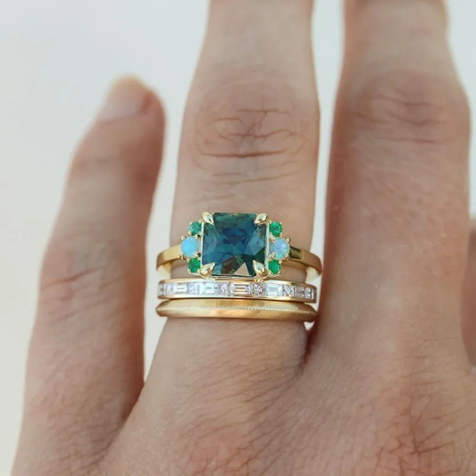 Vintage-style blue glass ring