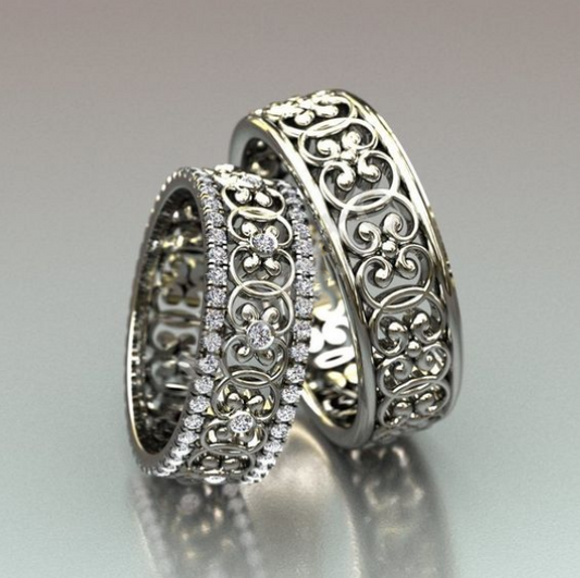 Vintage Silver Hollow Ring Set