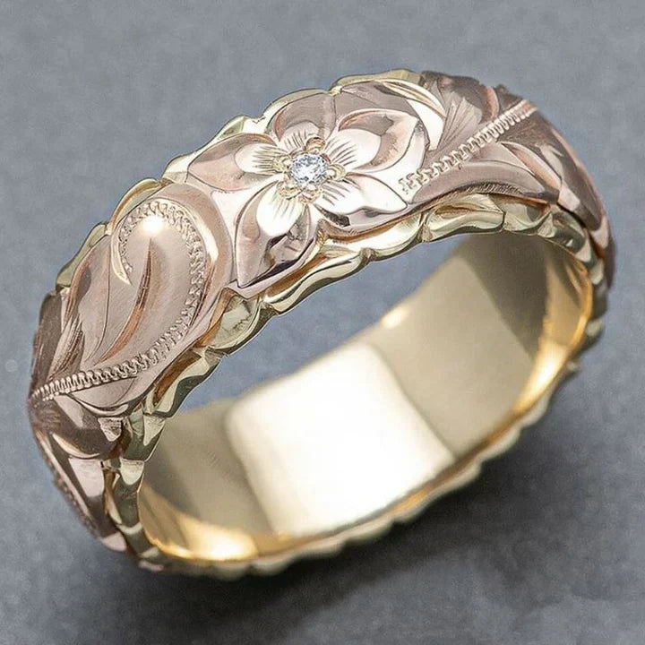 Vintage Rose Flower Golden Color Ring