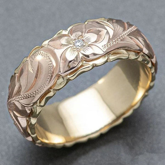 Vintage Rose Flower Golden Color Ring