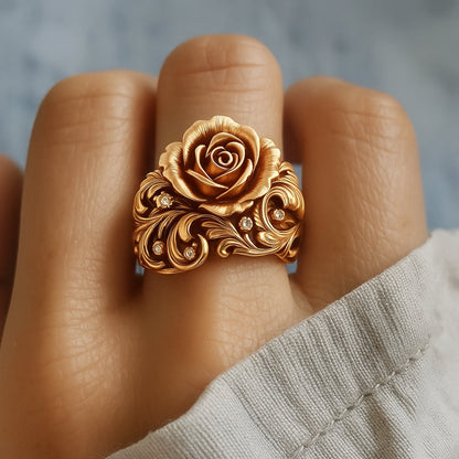 Engraved Flower Ring