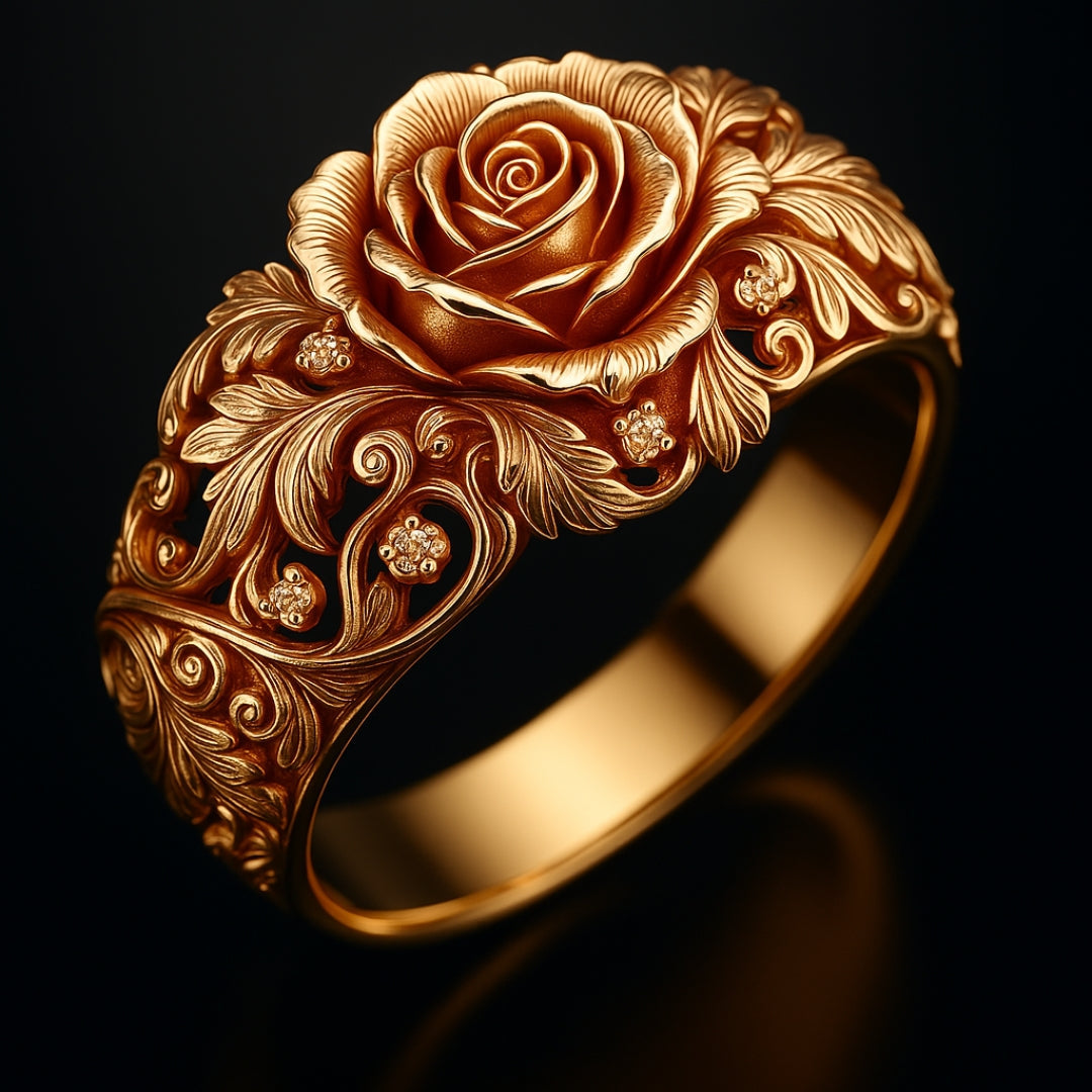 Engraved Flower Ring