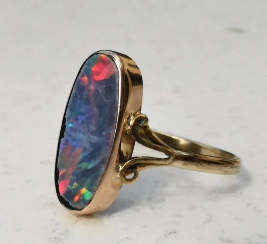 Vintage colorful opal ring